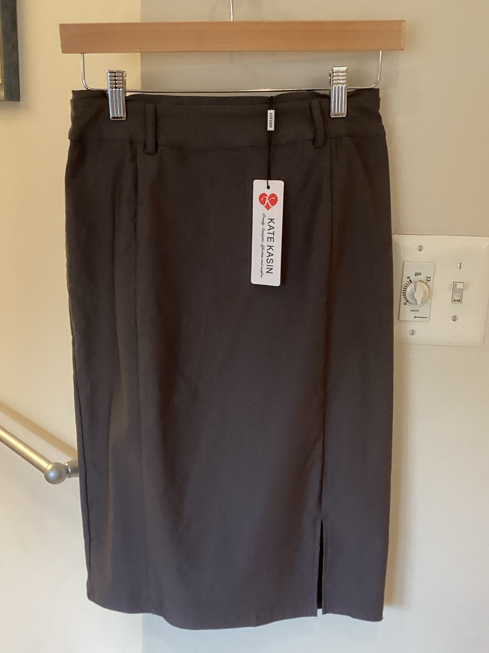 KATE KASIN Women's Grey Pencil Skirt - Classic Office Style
